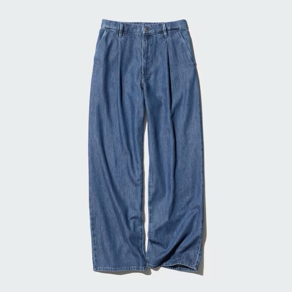 Uniqlo drapey denim pleated pants